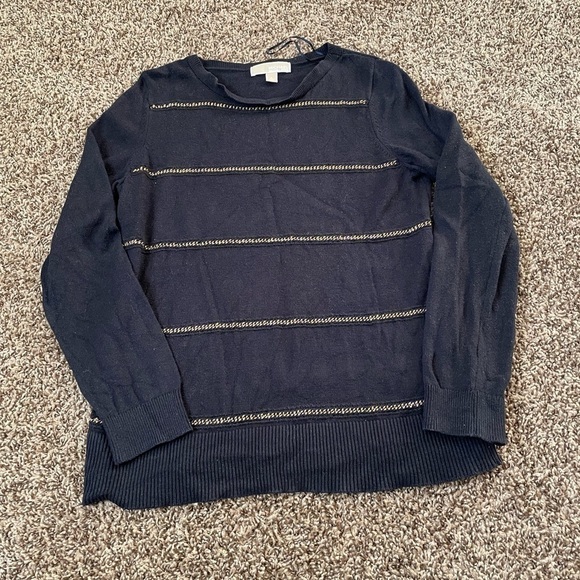 Michael Kors large black and gold chain striped sweater - Picture 1 of 9